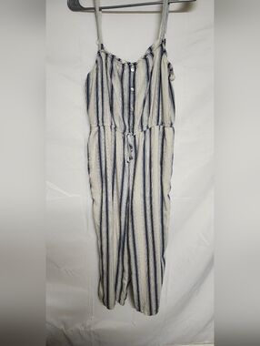 Lily Rose Cream and Navy Striped Sleeveless Jumpsuit
